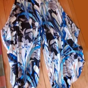 Floral wide-leg elastic-waist pants - Brand New